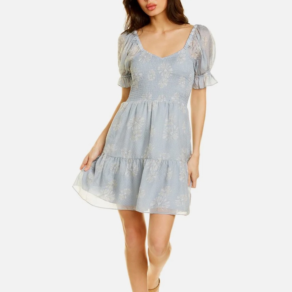 Madewell Silk Lucie Smocked Mini Dress in Moody Blooms - Picture 3 of 8